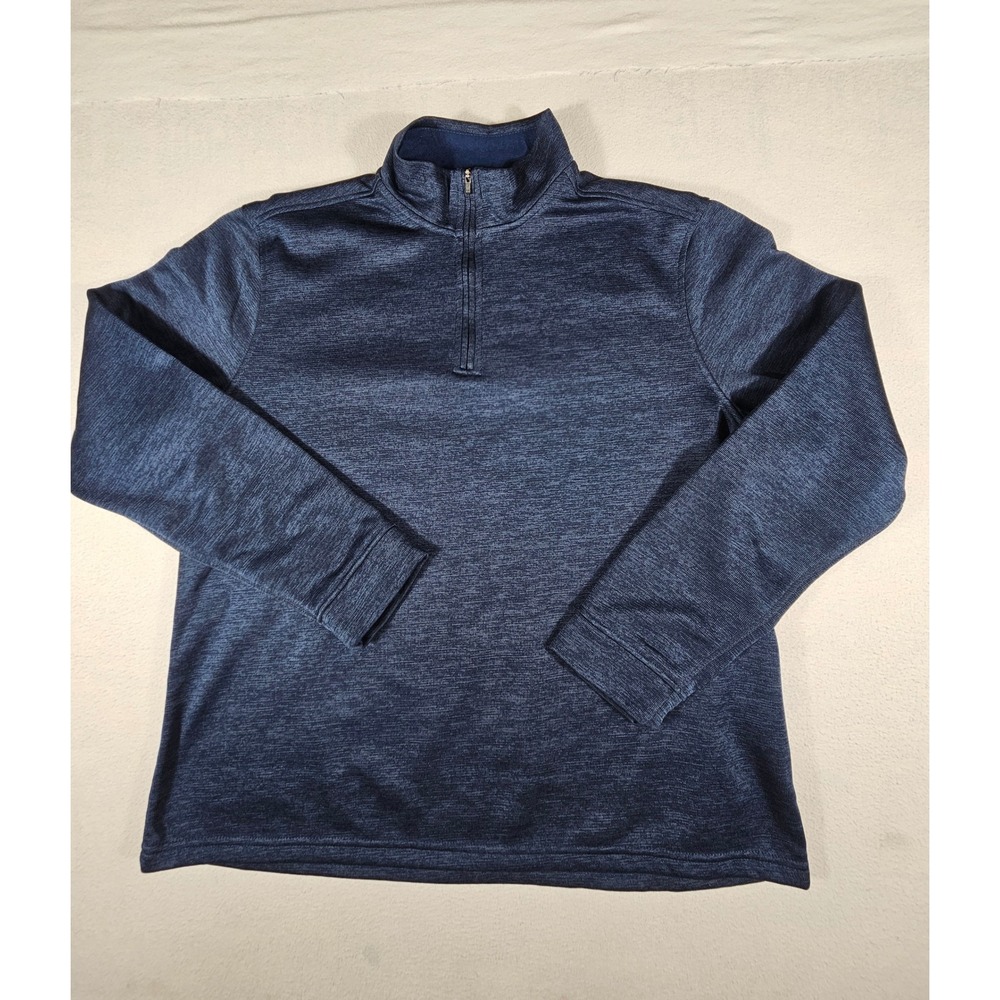 Key Men 2XLR Navy Blue‎ Heathered Quarter Zip Fleece Pullover Sweater 895.40